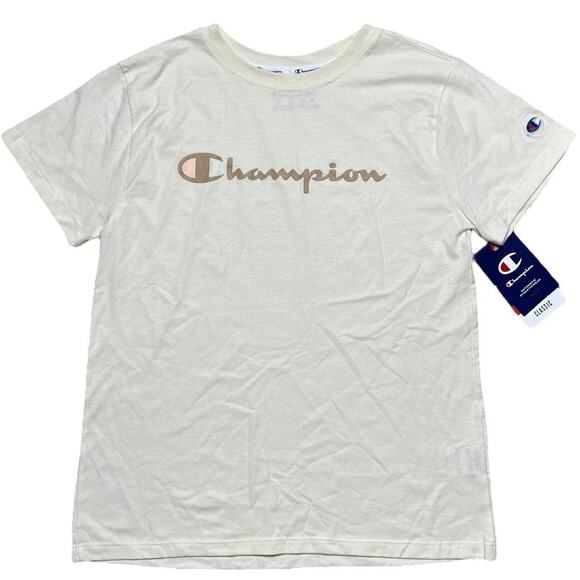 Champion Minimalist Beige Logo T-shirt NWT - Picture 1 of 2